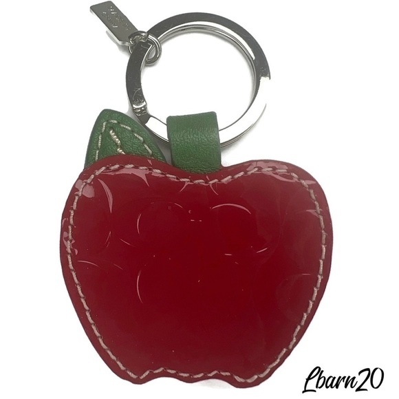 Coach Red Patent Leather Signature “C” Keychain Fob Picture Photo Insert Holder - Picture 3 of 5